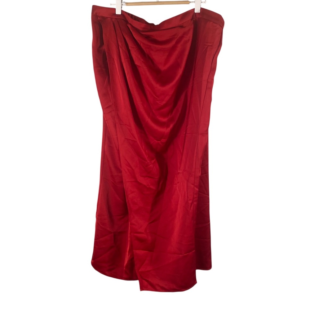 ELOQUII Red Satin  Midi Skirt Sz 18